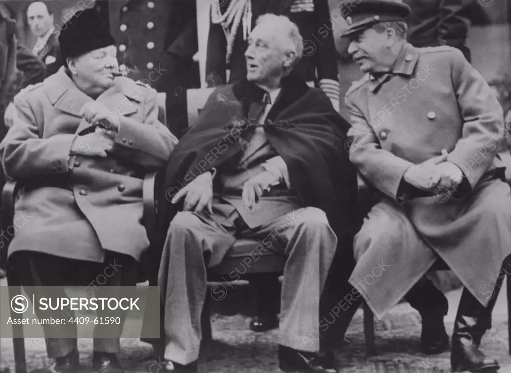 Segunda guerra mundial (1939-1945). Conferencia de Yalta el 17 de marzo de 1945. FRANKLIN D. ROOSEVELT. jose stalin. Winston Churchil.