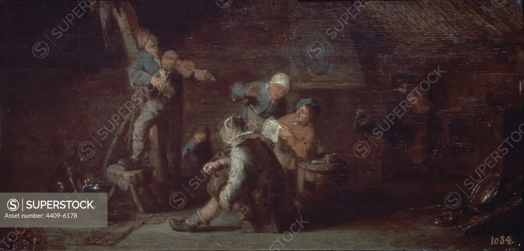 'Country Concert', 1638, Dutch School, Oil on panel, 19,5 cm x 39 cm, P02126. Author: ADRIAEN VAN OSTADE (1610-1685). Location: MUSEO DEL PRADO-PINTURA. MADRID. SPAIN.