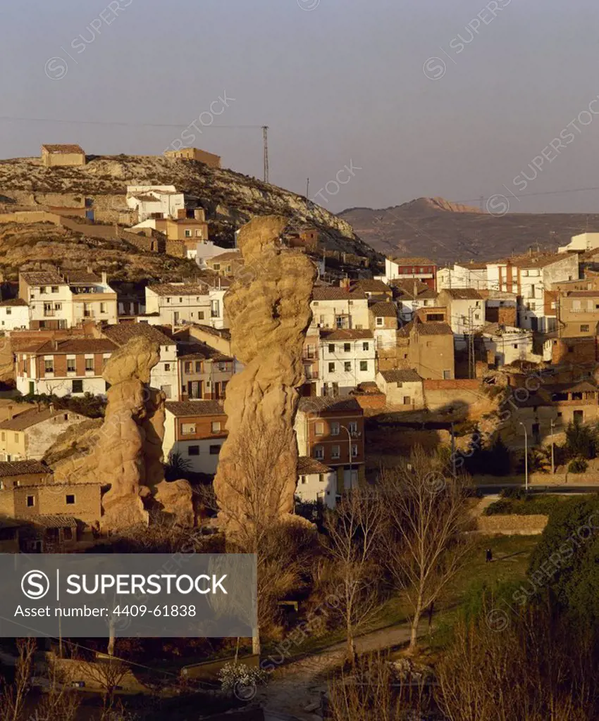 Spain. La Rioja. Autol. "Picuezo" and "Picueza" rock formation.