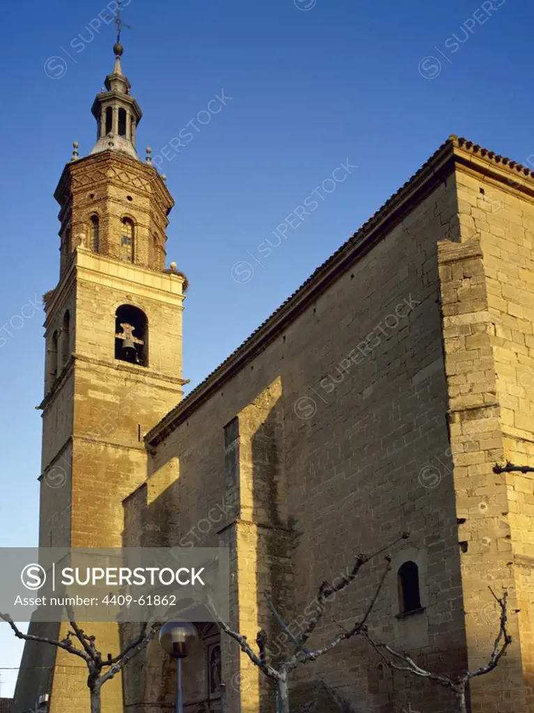 Spain. La Rioja. Fuenmayor. Saint Mary church. Its construction was started at the beginning of the 16th century, and finished in 1560 by Juan Martinez de Mutio. La Rioja Alta.