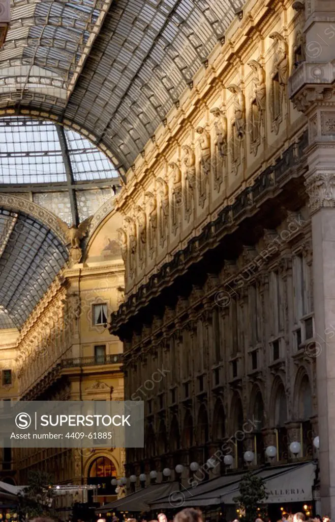 Italy. Milan. Victor Emmanuel Gallery. 1865-1877. Built by Giuseppe Mengoni (1829-1817). Interior.
