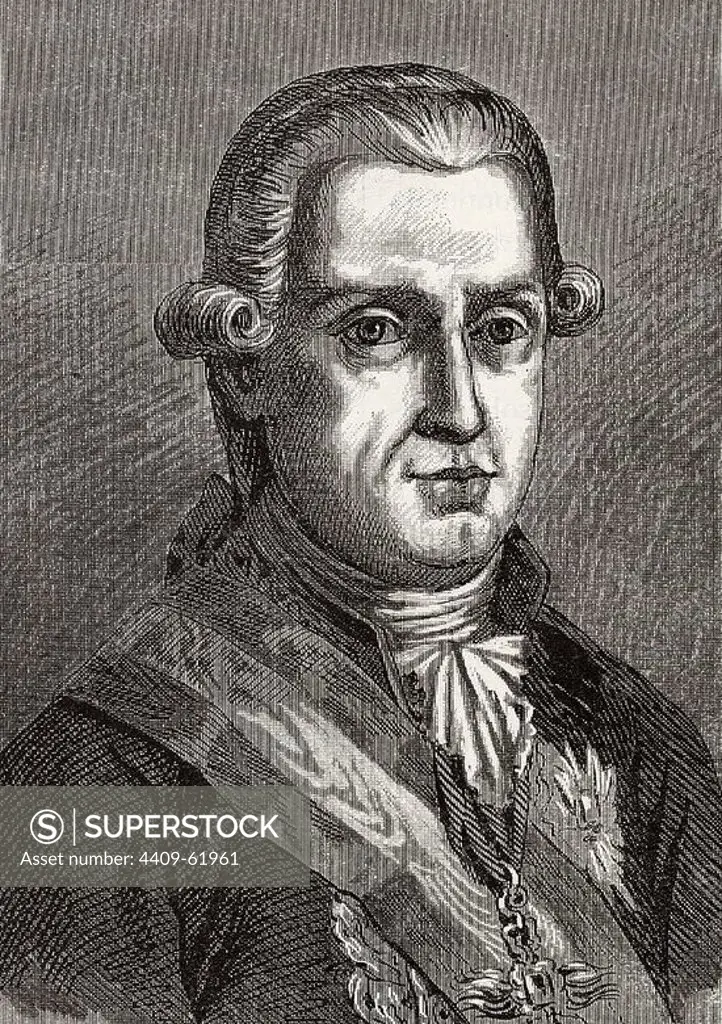 Jose Monino, Count of Floridablanca (1728-1808). Spanish politician. Engraving.