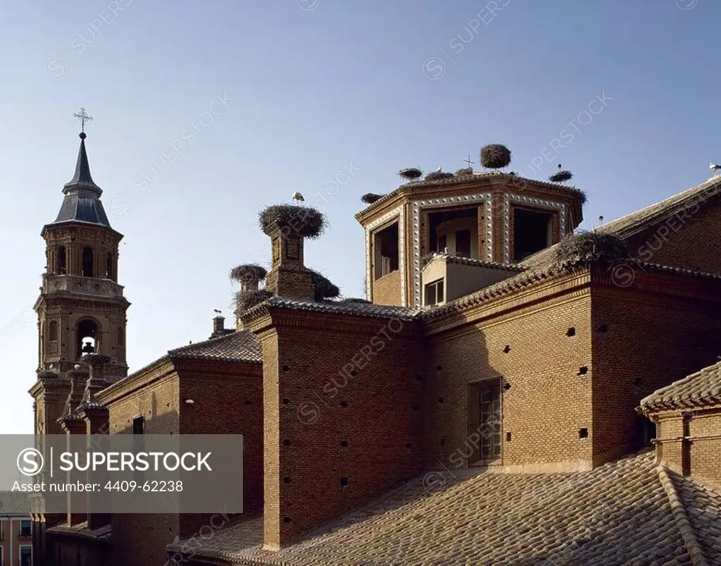 Spain. La Rioja. Alfaro. Storks's nests at the Church of Saint Michael. 16th-17th centuries.