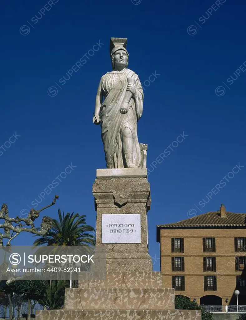 Monument to the Matron, 1878. In memory to the siege of the city for the Pompeian troops in the 72 BC. Calahorra. Spain.