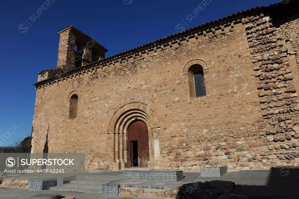 Pre-romanesque Church of Saint Peter. View of the south wall with access door framed by four smooth archivolts, 12th century. Terrassa. Catalonia. Spain.