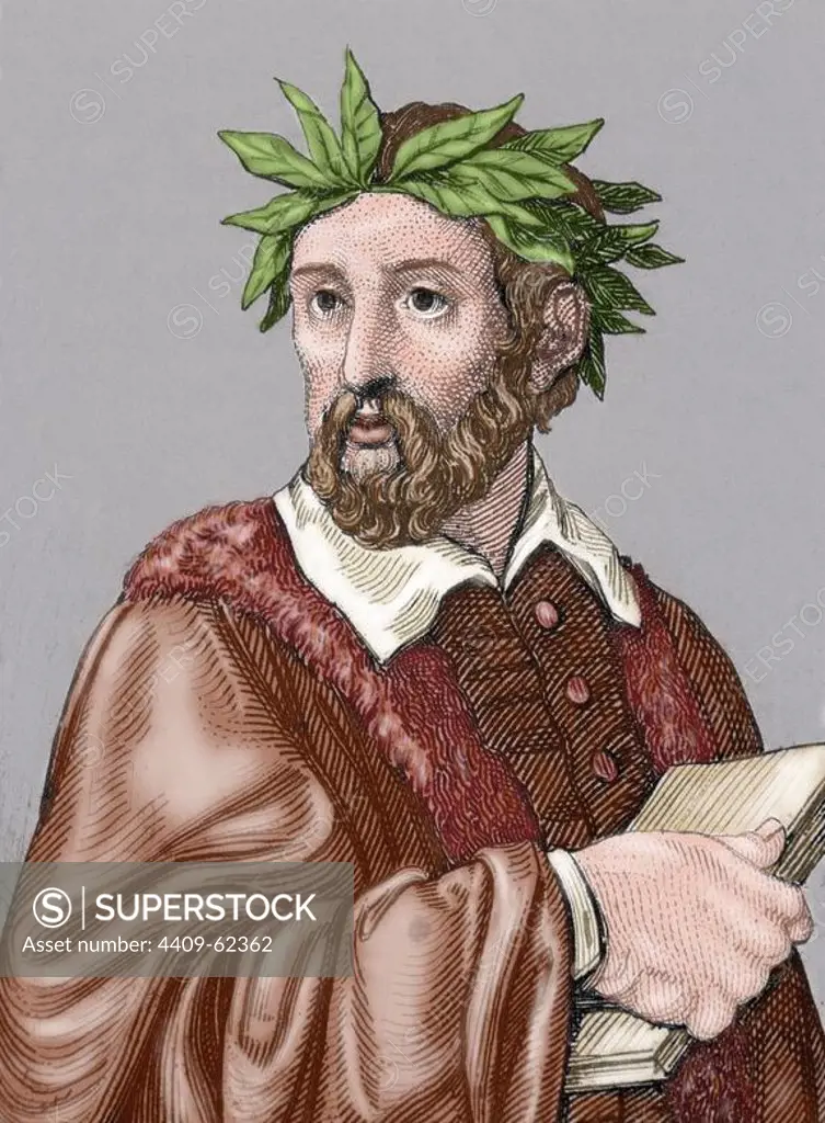 Torquato Tasso (1544-1595). Italian poet. Colored engraving.