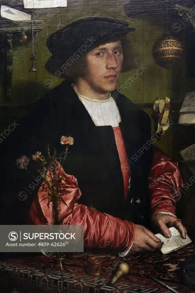 Renaissance Art. Germany. Hans Holbein the Younger (c. 1497-1543). German artist and printmaker who worked in a Northern Renaissance style. Portrait of the Merchant Georg Gisze, 1532. Oil and tempera on oak. Berlin State Museums. Germany.