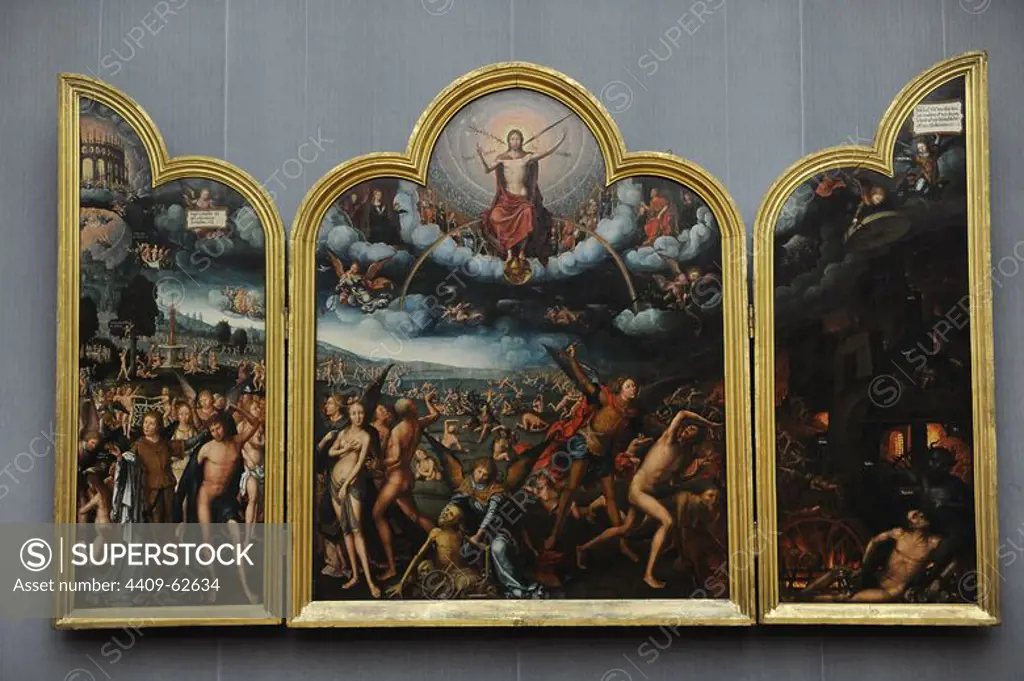 Jehan Bellegambe the Elder (1470-1535 / 1536). French-speaking Flemish painter of religious paintings, triptychs and polyptychs. Triptych of Last Judgement, 1520-1525. Oil on panel. Gemaldegalerie. Berlin. Germany.