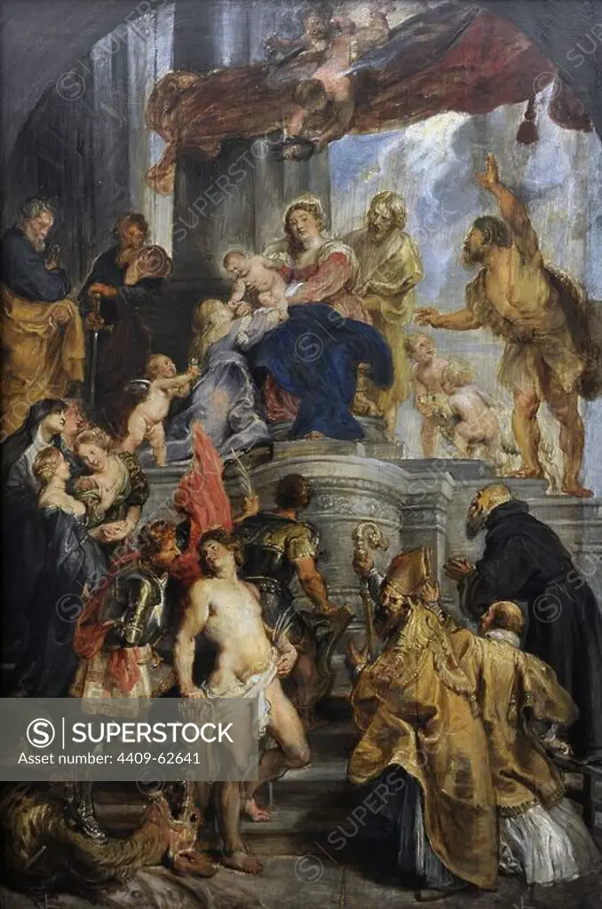 Peter Paul Rubens (1577-1640). Flemish painter. Virgin and Child Enthroned with Saints, 1627-28. Oil on wood. Gemaldegalerie. Berlin. Germany.