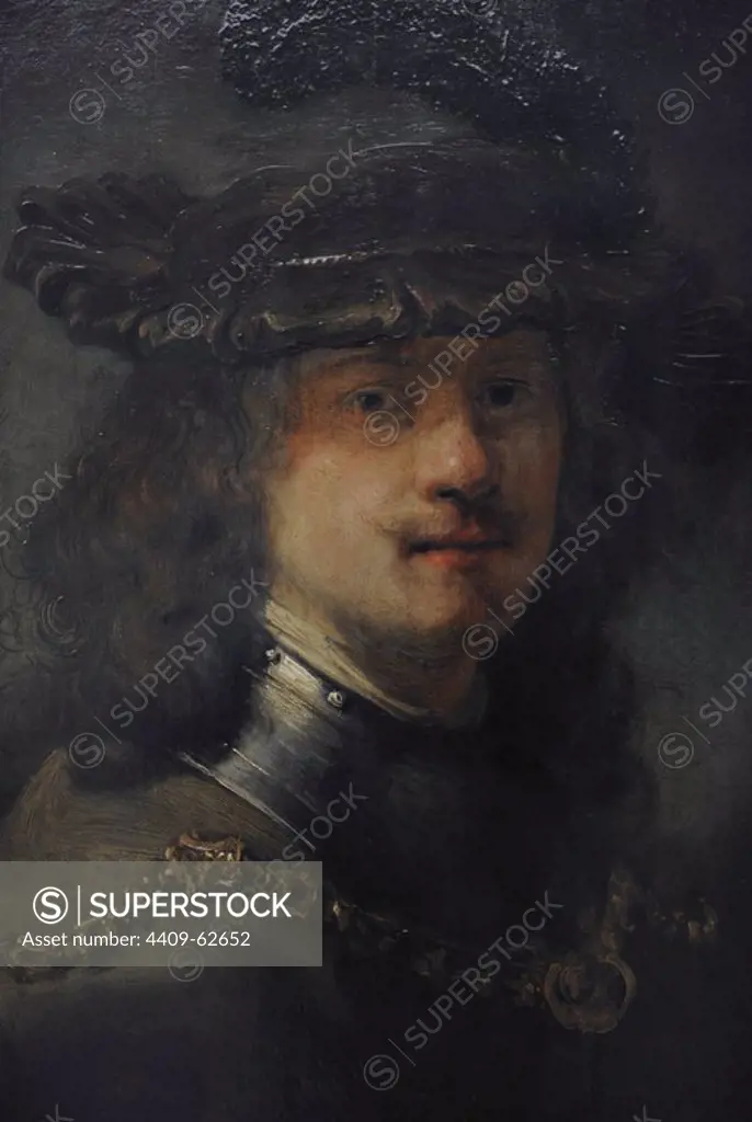 Govert (Govaert) Teuniszoon Flinck (1615-1660). Dutch Baroque painter of the Golden Age. Bust of Rembrandt Bust, c. 1633. Oil on board. Gemaldegalerie. Kulturforum. National Museums of Berlin. Germany.
