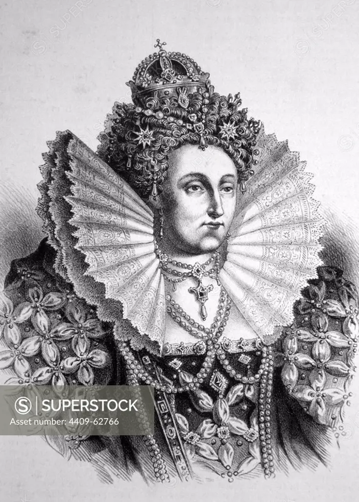 Isabel I de Inglaterra (1533-1603), quinta y última monarca de la Dinastía Tudor.