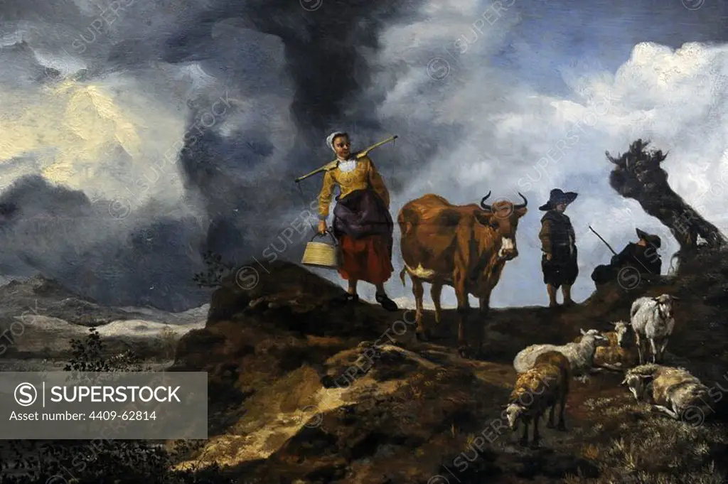 Hendrik Mommers (1623-1693). Dutch painter. Landscape with shepherds. Gemaldegalerie. Berlin. Germany.