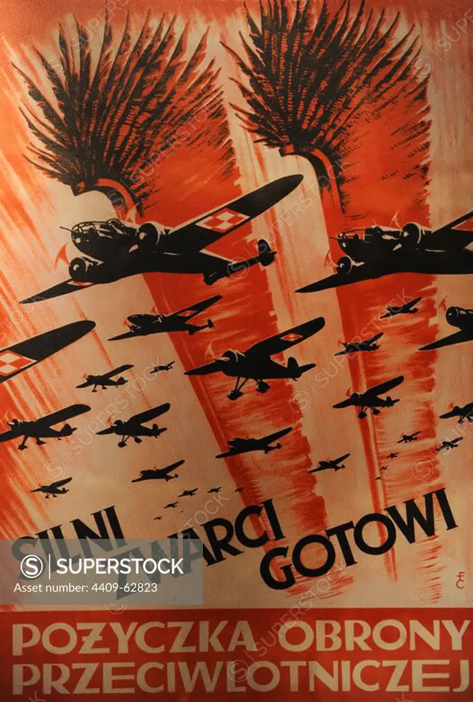 World War II. Propaganda Poster of the Polish Air Force, 1939. Oskar Schlinder Museum. Krakow. Poland.