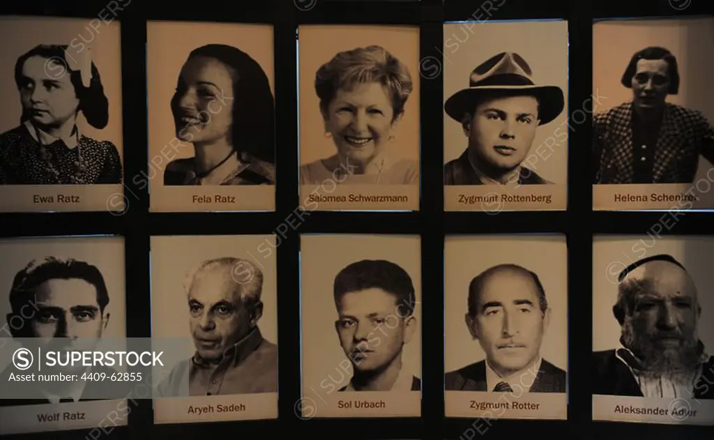 Museum of Oskar Schindler's Factory. Portraits of some Jews who saved their lives by working in the factory. Krakow. Poland.