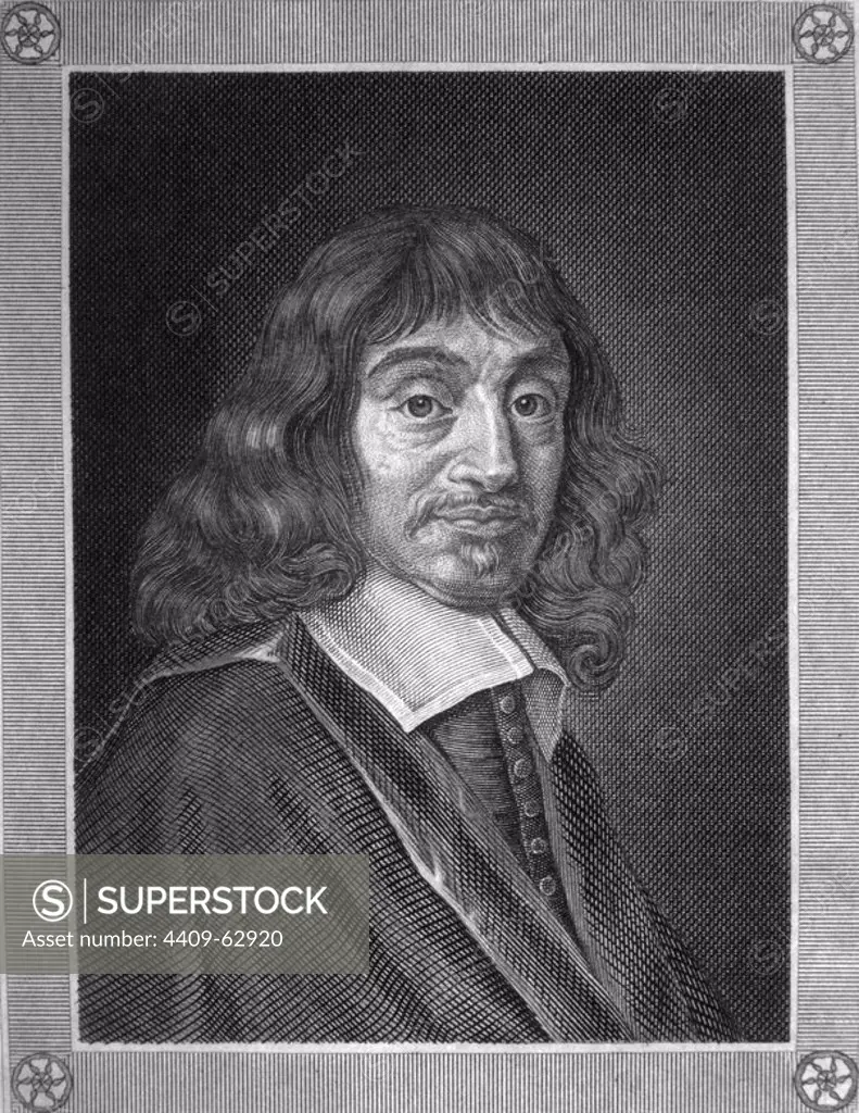 René Descartes (1596-1650), filósofo, matemático y físico francés. Grabado de 1857.