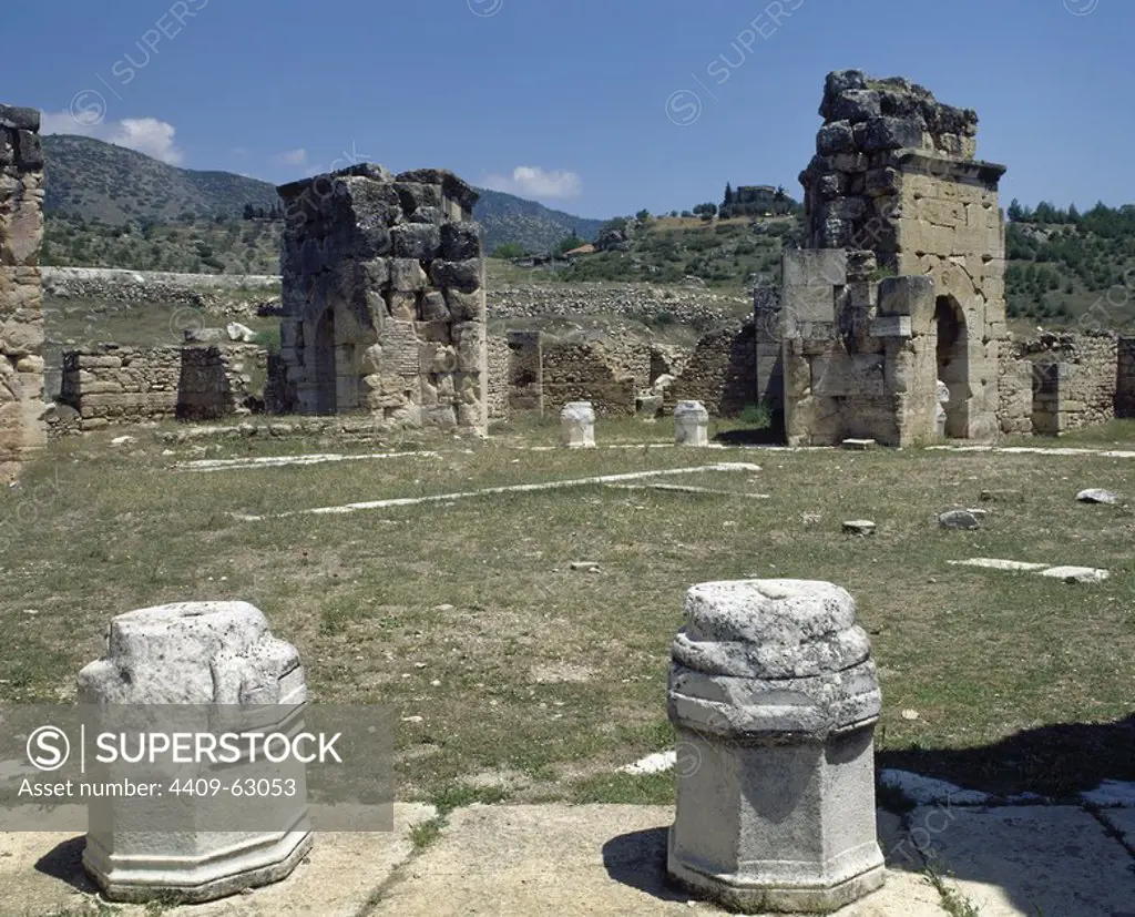 Turkey. Hierapolis. Martyrium. Tomb of Philip. Sanctuary built in 5th century to receive the pilgrims who gathered at the place where the apostle St. Philip was martyred in 80 AD. Ruins.