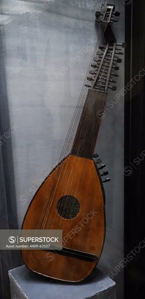 Theorbo. Plucked string instrument of the lute family. 18th