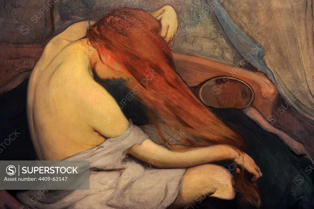 Wladyslaw Slewinski (1856-1918). Polish painter. Woman Brushing her Hair, 1897. Museum of Contemporary Art. Krakow, Poland.