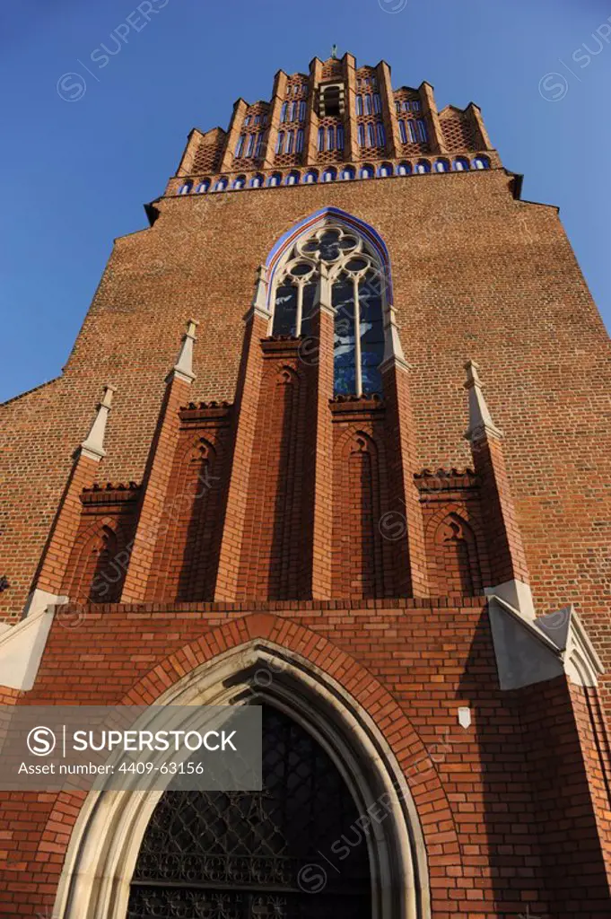 Wroclaw, Region of Silesia, Poland. Corpus Christi Church. Gothic style. Roman Catholic Parish. Facade, architectural detail.