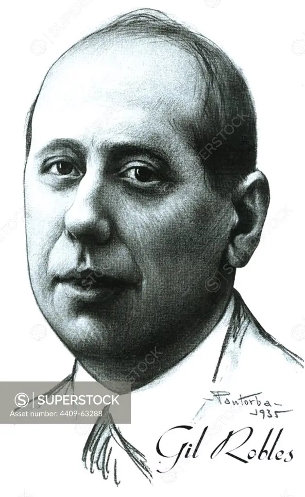 Retrato del político español José María Gil-Robles y Quiñones (Salamanca.1898-Madrid, 1980). Político y abogado español. Dibujo de Pantorba de 1935. Author: Bernardino Pantorba.
