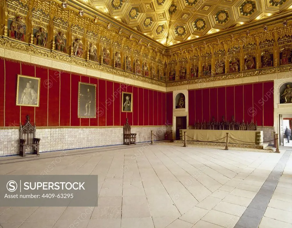 Spain. The Alcazar of Segovia (castle). Monarchs Room. Decorated with a frieze depicting the monarchs of Asturies, Castile and Leon, by order Philip II. Segovia. Castile-Leon.