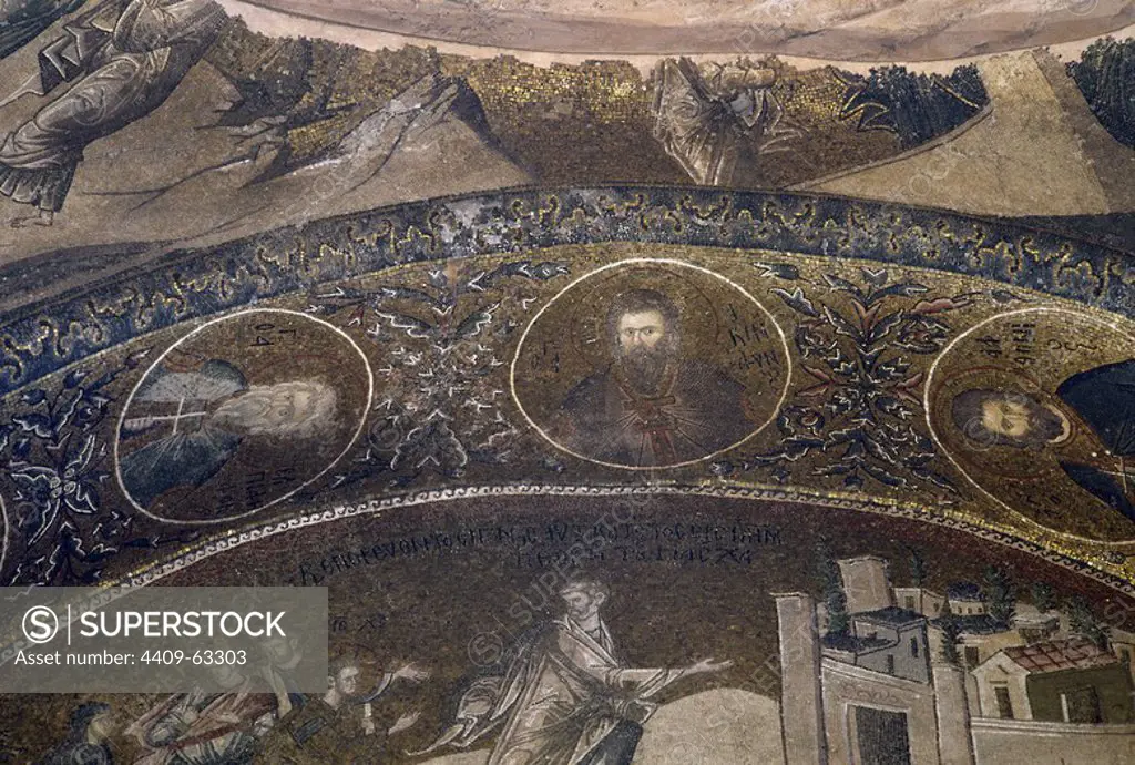 Chora Church. Medieval Byzantine Greek Orthodox church. Detail of a mosaic depicting Doctors of the Law. 14th century. Istanbul, Turkey.