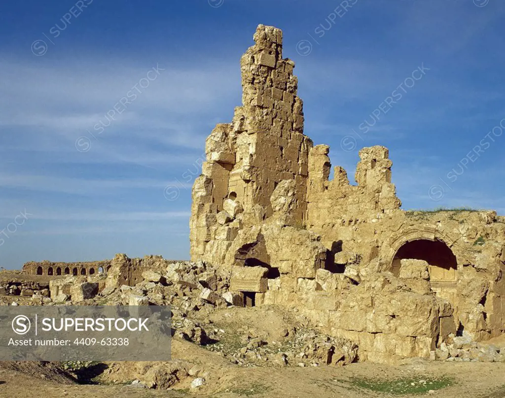 Syria. Resafa. Know in Roman times as Sergiopolis and briefly as Anastasiopolis. Archaeological site. Basilica of Saint Sergius. 5th century. Byzantine period.