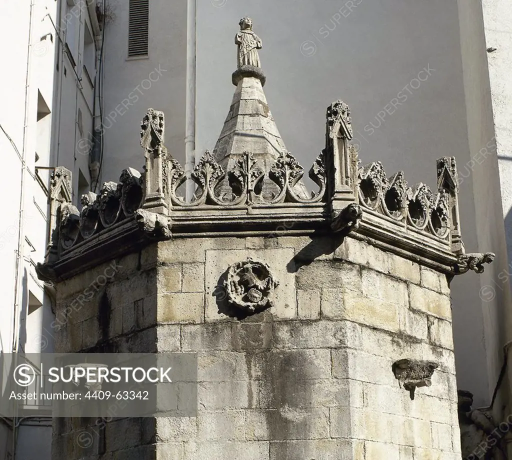 Spain. Catalonia. Blanes. Gothic Fountain. 15th century. Octogonal form. Province of Girona.