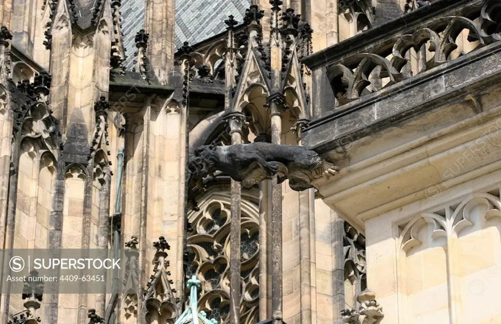 Czech Republic. Prague. St. Vitus Cathedral. Gothic style. 14th century. Detail gargoyle.