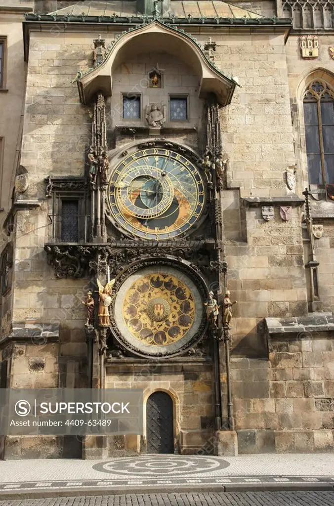 The Prague Orloj, or Astronomical Clock Old Town Hall. Prague. Czech Republic.