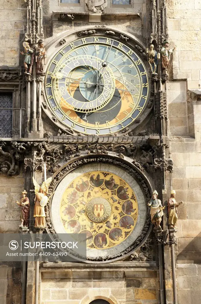 The Prague Orloj, or Astronomical Clock Old Town Hall. Prague. Czech Republic.