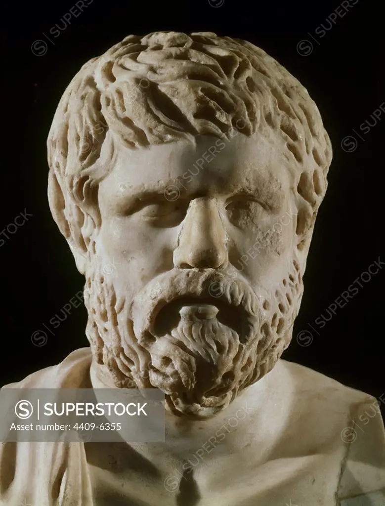 Xenophon (430 - 355 BC) . Greek historian, military serviceman, and philosopher.. Madrid, El Prado. Location: MUSEO DEL PRADO-ESCULTURA. MADRID. SPAIN.
