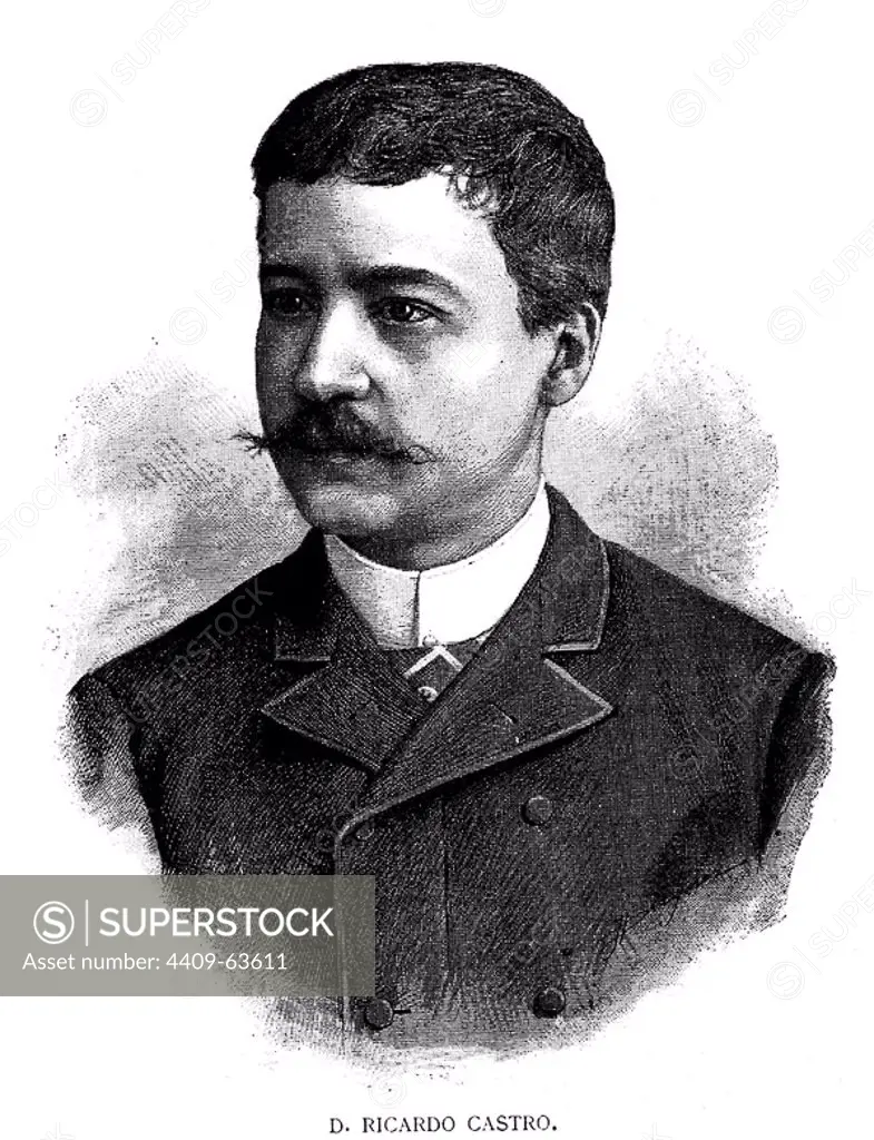 Ricardo Castro Herrera (1864-1907). Compositor y pianista mejicano. Grabado de 1889.