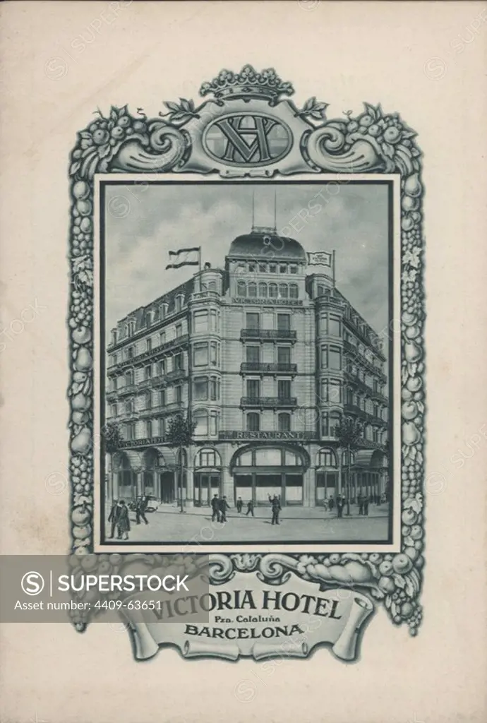 Publicidad. Hotel Victoria de Barcelona. Años 1920.