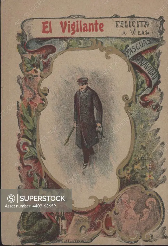Publicidad. Felicitación navideña de oficios. El Vigilante, años 1910.
