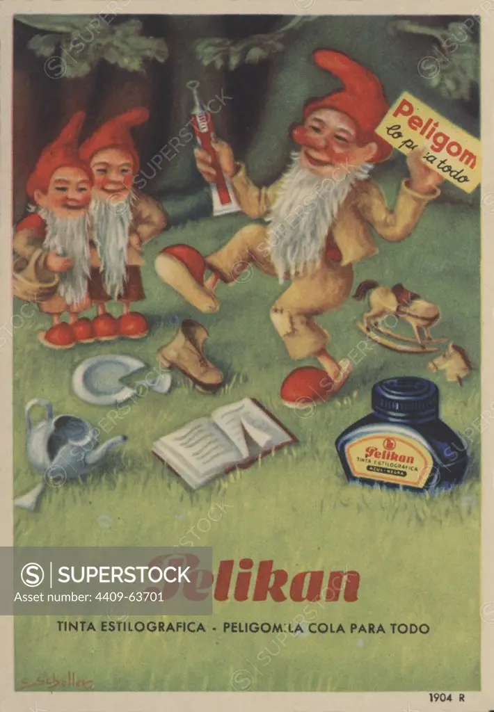 Publicidad de Tintas Pelikan. Años 1950.