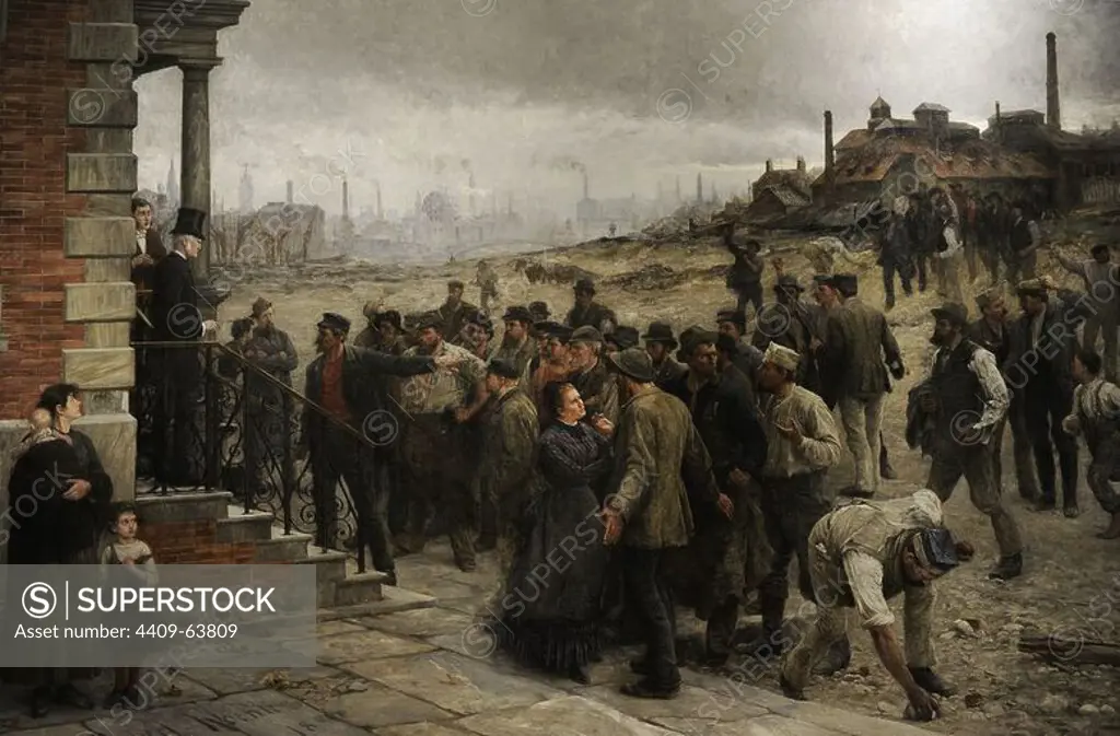 Robert Koehler (1850-1917). Germany painter. The Strike, 1886. Oil on canvas. 281,30 x 184,47 cm. The German Historical Museum. Berlin. Germany.