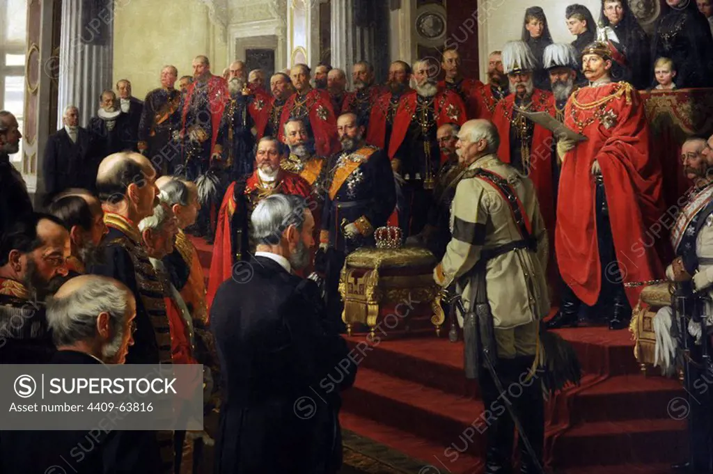 The Opening of the German Reichstag in the White Hall of the Berlin Schloss by Kaiser Wilhelm II on June 25, 1888. Detail. Painting finished in 1893 by Anton Von Werner (1843-1915). German Historical Museum, Berlin. Germany.