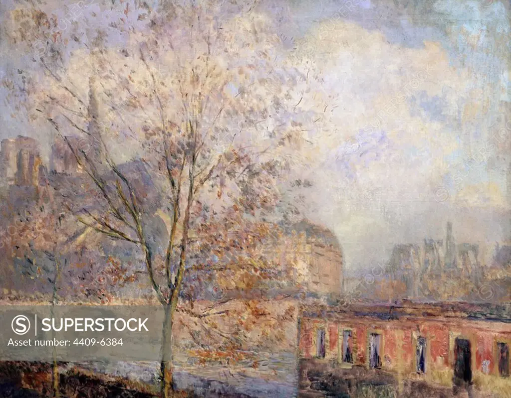 NOTRE-DAME OF PARIS IN AUTUMN - 19th/20th CENTURY - FRENCH IMPRESSIONISM. Author: ALBERT LEBOURG. Location: MUSEUM OF FINE ARTS. ROUEN. France.