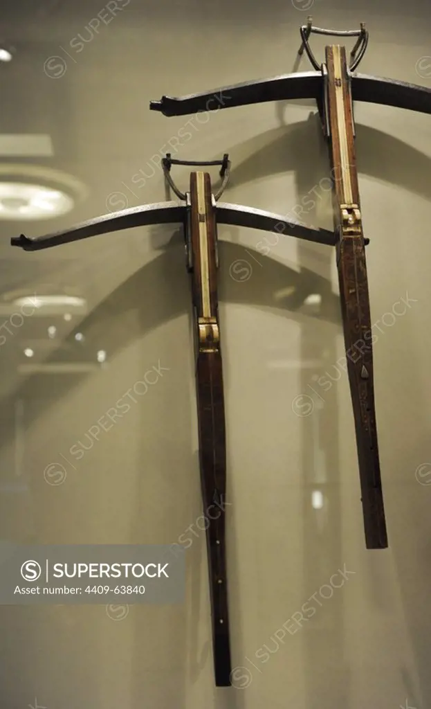 Crossbow hunting of Emperor Maximilian I. Innsbruck. 16th century. Iron, steel, wood and bone. German Historical Museum. Berlin. Germany.