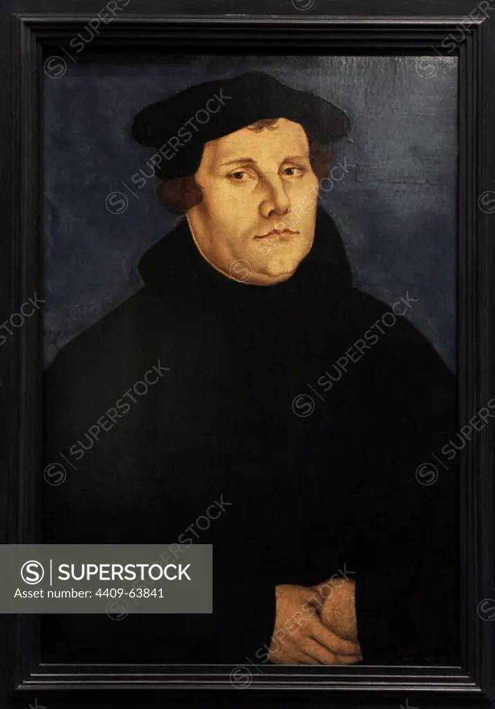 Martin Luther (1483-1546). German monk, icon of the Protestant Reformation. Portrait by Lucas Cranach the Elder (1472-1553), 1529. German Historical Museum. Berlin. Germany.