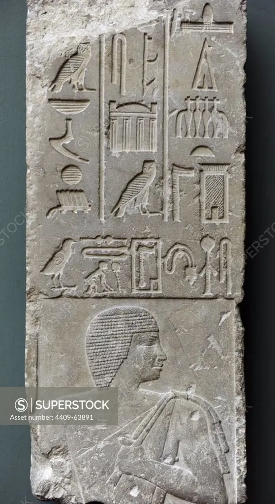 Relief depicting the temple-treasurer Setju. Limestone. From the tomb of Setju, Sakkara (Egypt). 4th-5th Dynasties. Old Kingdom. C. 2500-2350 BC. Ny Carlsberg Glyptotek. Copenhagen. Denmark.