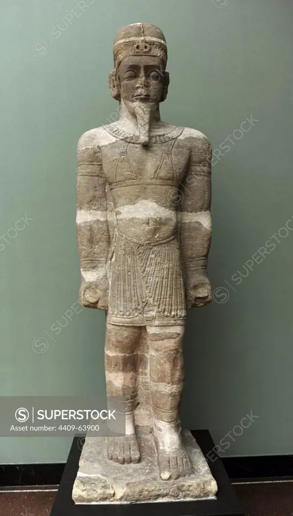 Statue of God Sebiumeker. Probably 1st century BC. Sandstone. From Meroe, Sudan. Ny Carlsberg Glyptotek. Copenhagen. Denmark.