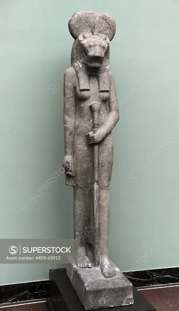 Statue of the Lion Goddess Sakhmet. Diorite. Reign of Amenophis III. C. 1400-1365 BC. Origin unknown. Ny Carlsberg Glyptotek. Copenhagen. Denmark.