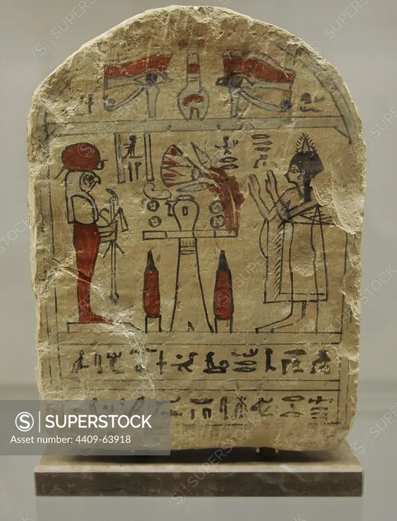 Funerary stele of Hefrer. Painted limestone. 26th-early 27th dynasties. Late Period. C. 600-500 BC. Probably from Abydos, Egypt. Ny Carlsberg Glyptotek. Copenhagen. Denmark.