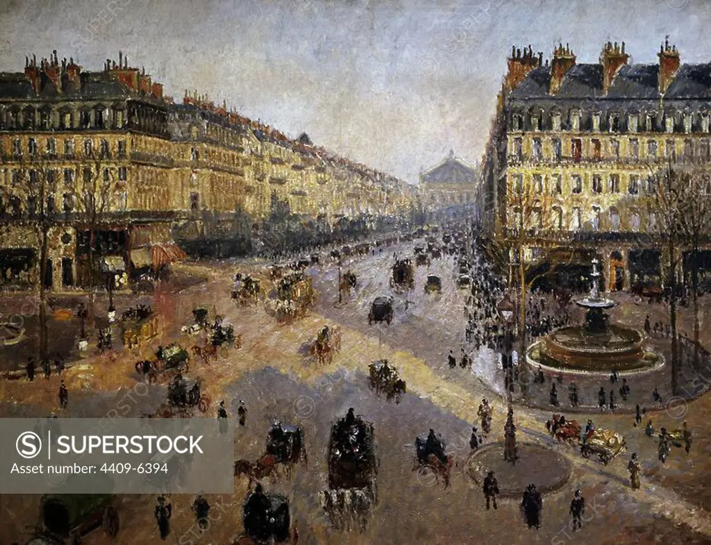 The Avenue de L'Opera, Paris, Sunlight, Winter Morning - ca. 1880 - 73x91 cm - oil on canvas. Author: CAMILLE PISSARRO. Location: MUSEO PROVINCIAL. Reims. France.