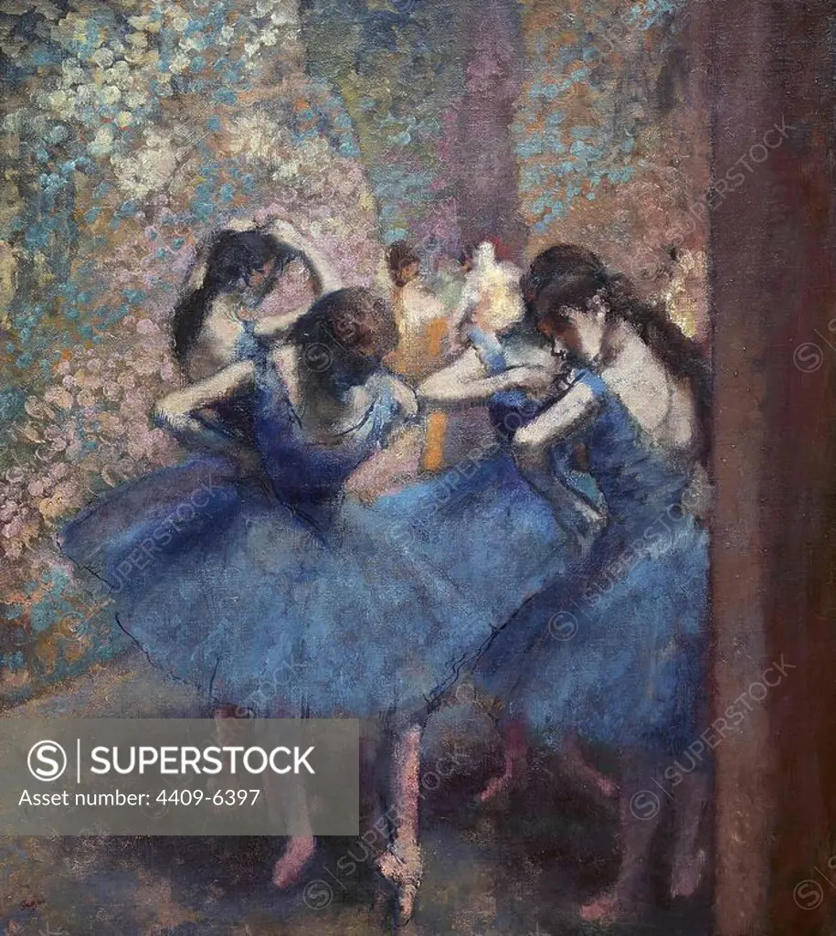 Dancers in blue - 1890 - 85x75,5 cm - oil on canvas. Author: EDGAR DEGAS. Location: MUSEE D'ORSAY. France.
