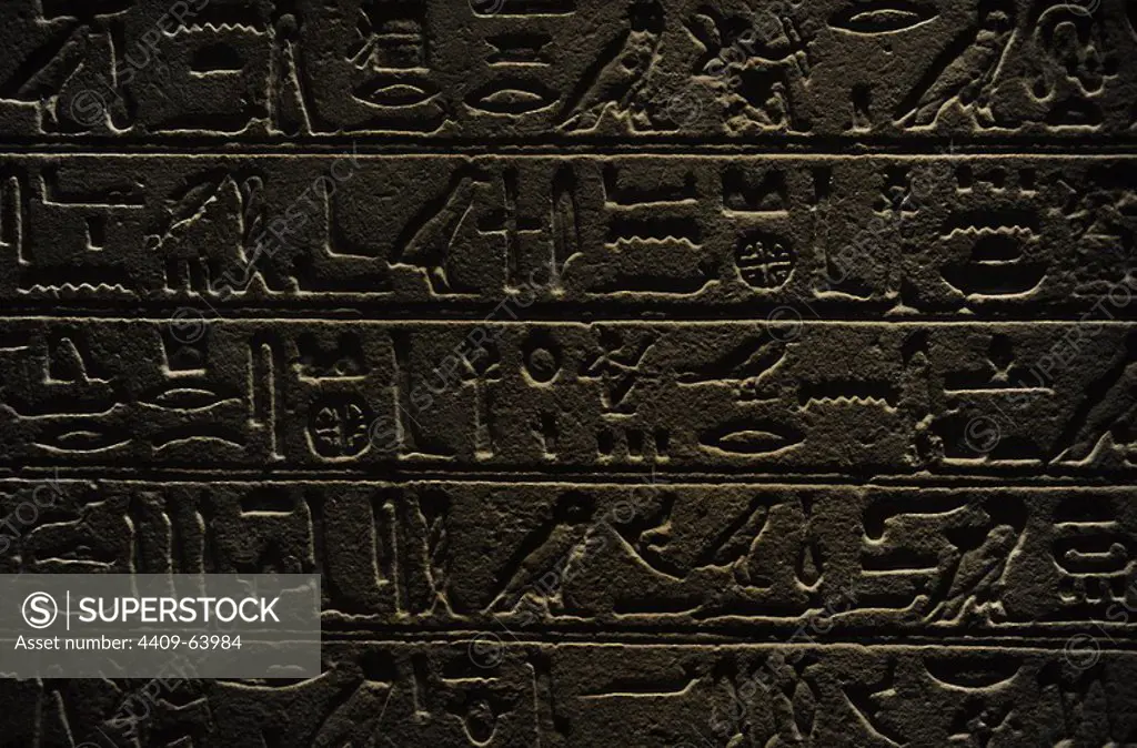 Egypt. Stele of General Intef (Antef). Detail. Hieroglyphic writing. C. 2050 B.C. 11th Dynasty. Middle Kingdom. Carlsberg Glyptotek Museum. Copenhagen. Denmark.