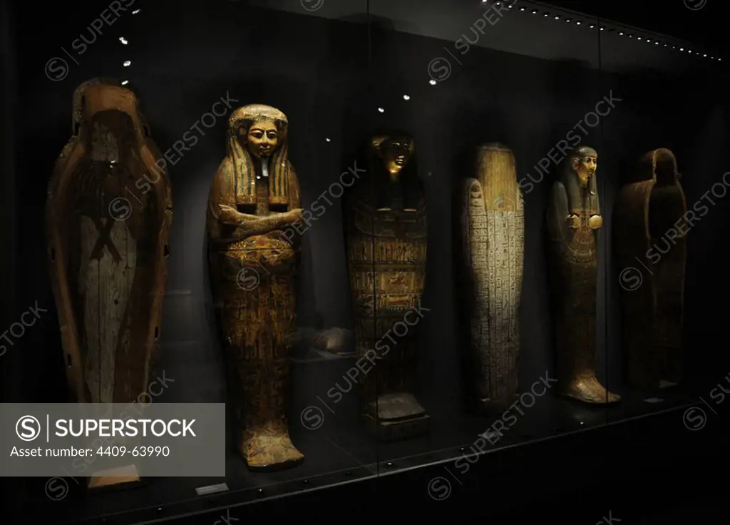 Carlsberg Glyptotek Museum. Copenhagen. Denmark. Room. Egyptian art section. Sarcophagus.