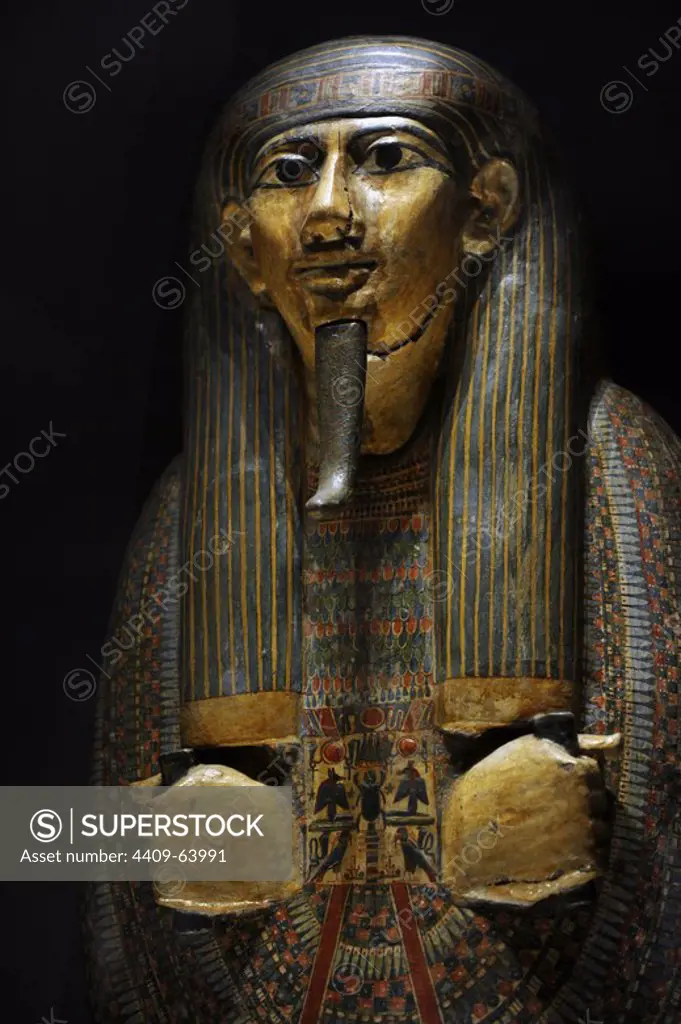 Coffin of Khonsu-hotep. Painted wood. 21st-22nd Dynasty. C. 950-900 B.C. Third Intermediate Period. Carlsberg Glyptotek Museum. Copenhagen. Denmark.